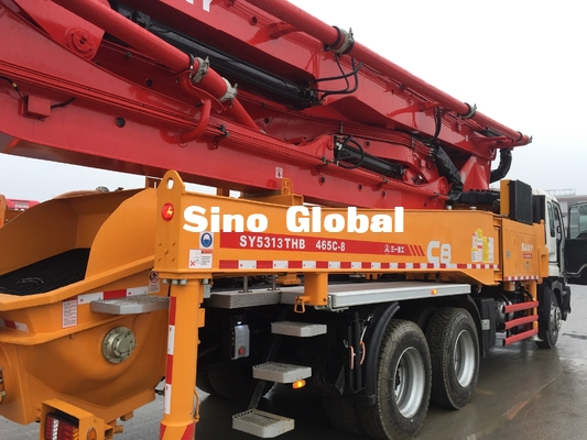De rode Vrachtwagen Sany 46m van Tweede Hand Concrete Pompen met Isuzu Chassis