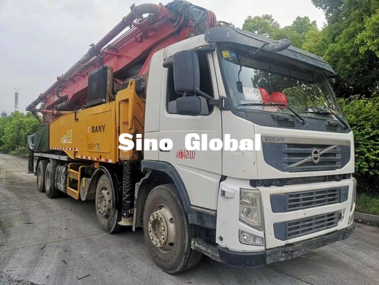 Rode Gebruikte Concrete Pompvrachtwagen met Volve-Chassis 56m/6 Sectie